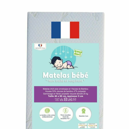 Matelas 40x90 cm Bambou pour Lit bébé
