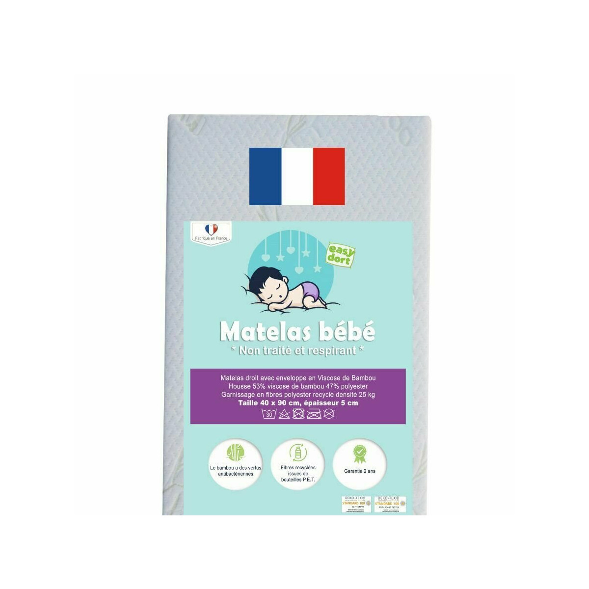 Matelas Bébé Pliable Totsy Baby 60x120 Cm - Pour Lit Parapluie, Tapis De Sol, Mousse Respirante Avec Housse Lavable