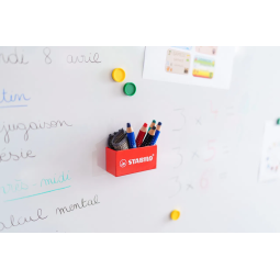 Pot aimanté x 5 STABILO MARKdry + 1 chiffonnette