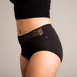 Culotte menstruelle LUCIE taille haute coton bio et dentelle – Sittelle Lingerie – fabriquée en France