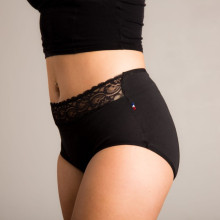Culotte menstruelle LUCIE taille haute coton bio et dentelle du 36 (S) au 52 (6XL) – Sittelle Lingerie