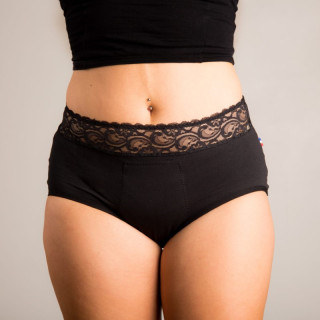 Culotte menstruelle LUCIE taille haute coton bio et dentelle – vendu par Rebelle de Nature