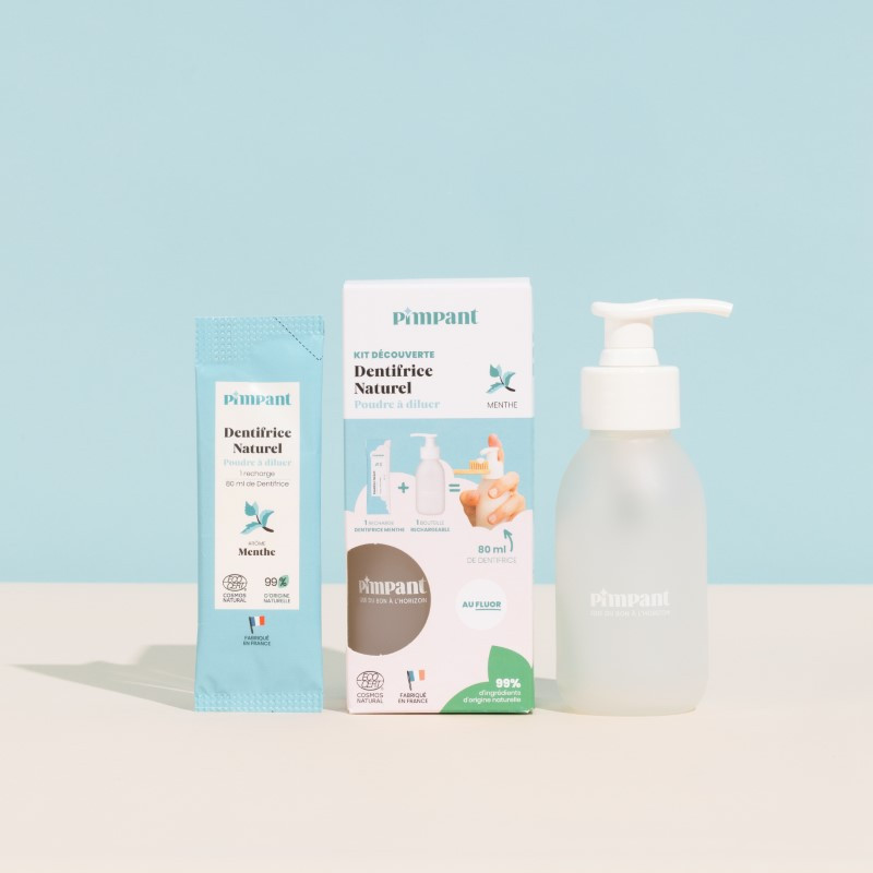 Kit dentifrice Pimpant menthe – bouteille + recharge - vendu par Rebelle de Nature