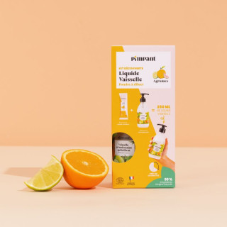 Liquide vaisselle agrumes Pimpant – Kit découverte bouteille + recharge