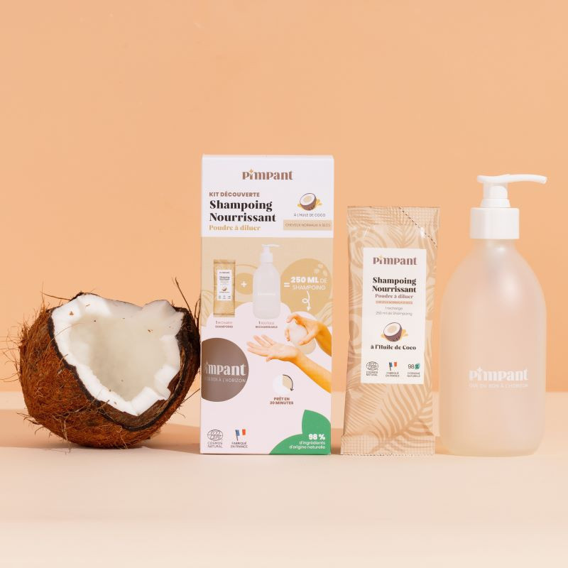 Shampoing nourrissant Pimpant – Kit découverte bouteille + éco-recharge - vendu par Rebelle de Nature
