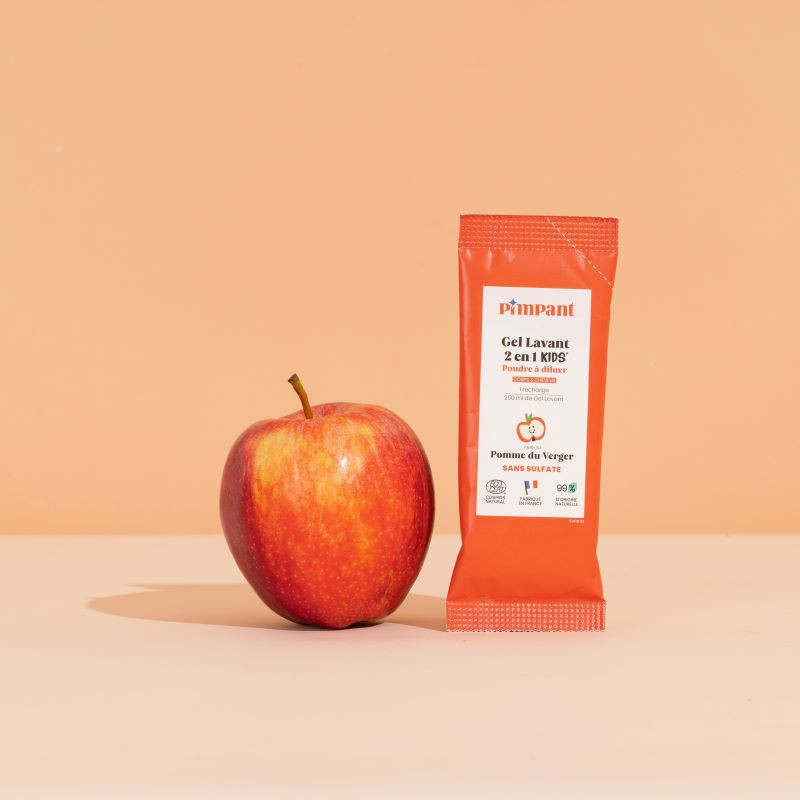 Gel lavant 2 en 1 Kids Pimpant pomme du verger – Recharge 25 g à diluer