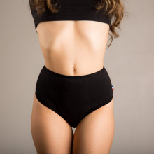 Culotte menstruelle Tanga ÉLISE taille haute coton bio - vendu par Rebelle de Nature