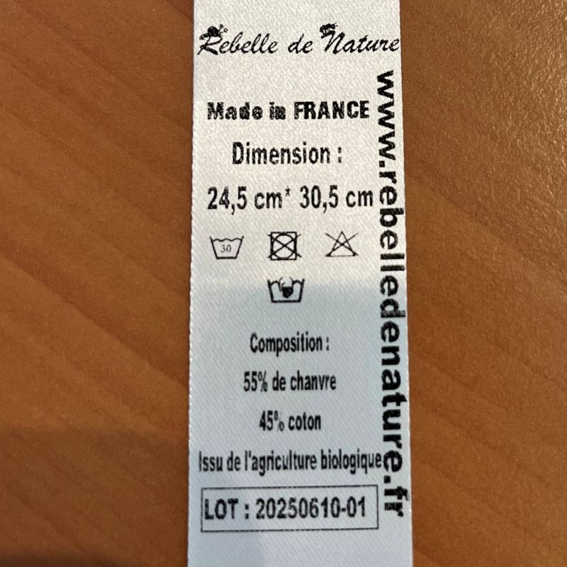 Insert en chanvre et coton bio Rebelle de Nature (taille S ou M)