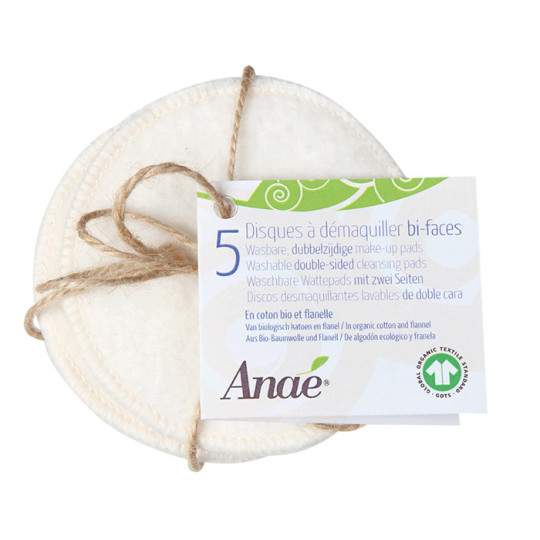 Lot de 5 Lingettes démaquillantes lavables en coton bio