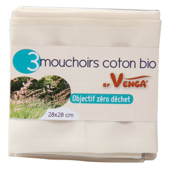 Lot de 3 mouchoirs en coton bio