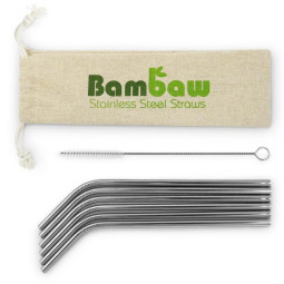 Lot de 6 pailles en acier inoxydable Bambaw