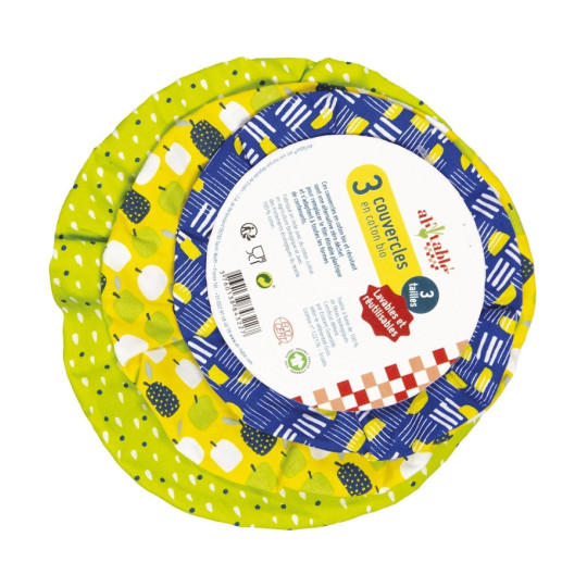 Couvercles-charlottes en coton bio motif