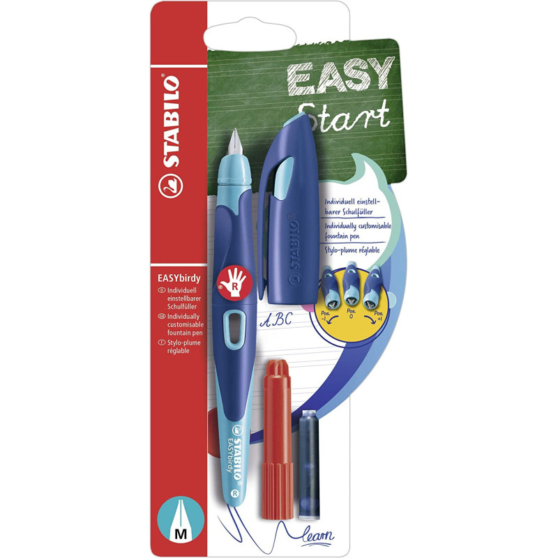 Stylo plume enfant - STABILO EASYbirdy - stylo plume enfant - Bleu/turquoise  avec clé de réglage