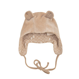 Bonnet bébé velours en coton bio avec oreilles d'ours