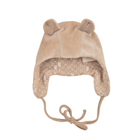 Bonnet bébé velours en coton bio avec oreilles d'ours